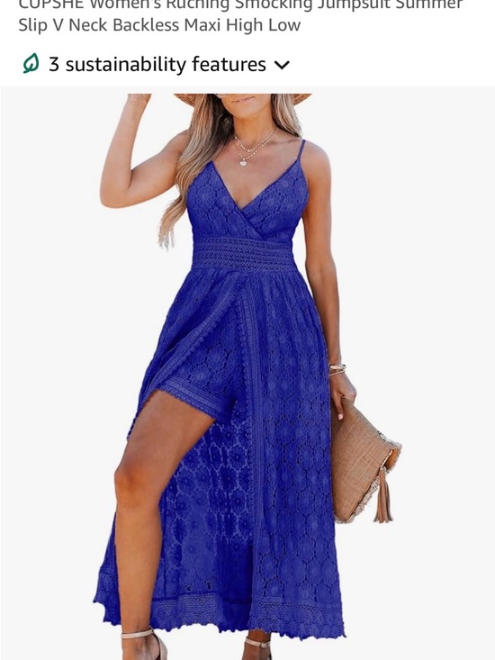 Cupshe Pants - Cupshe Royal Blue Lace High-Low Jumpsuit Romper